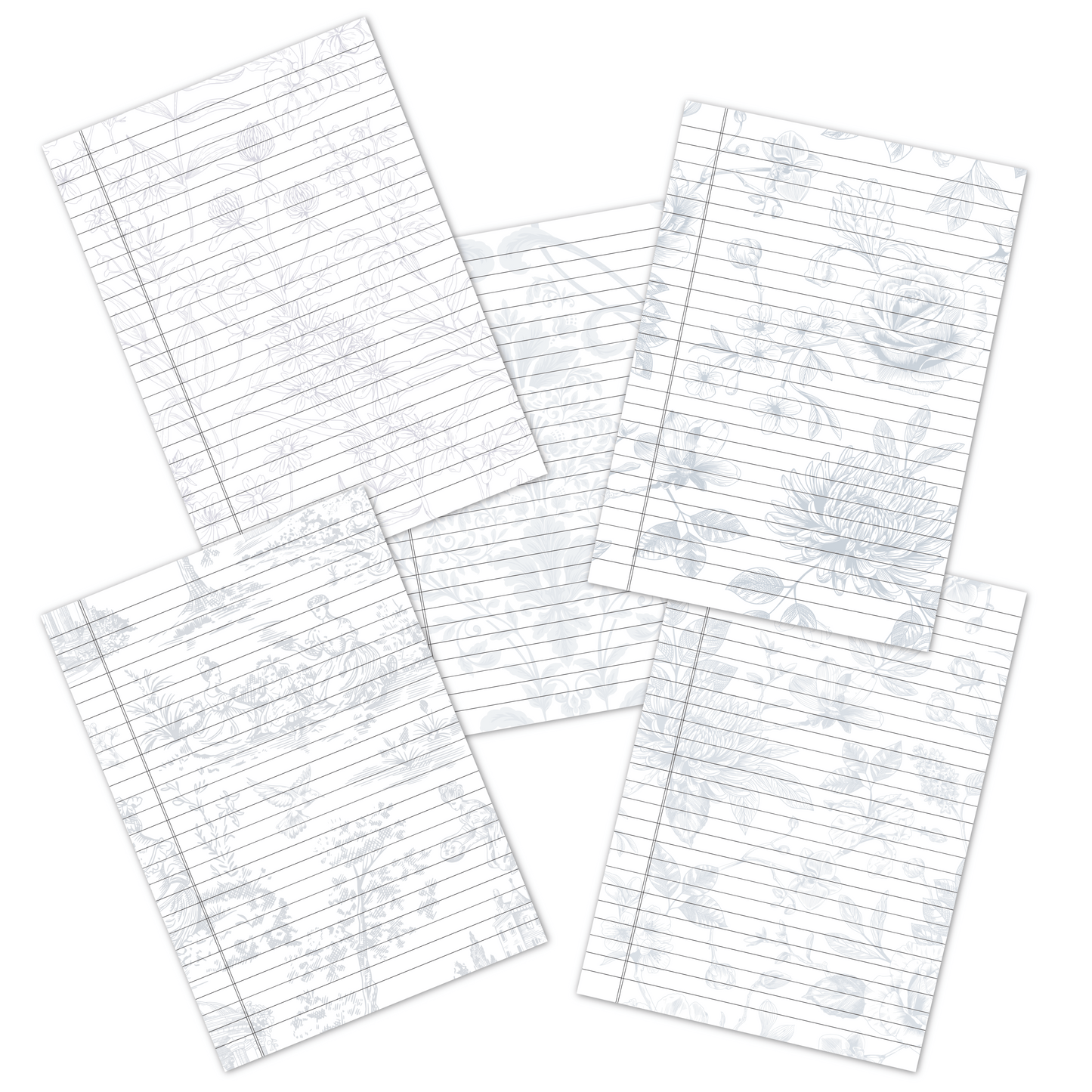 Blue Botanical Style Notebook Pages - صفحات دفتر نباتي ازرق