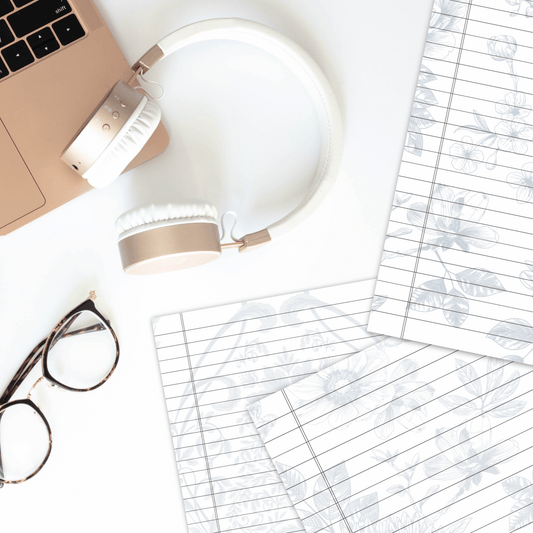 Blue Botanical Style Notebook Pages -  صفحات دفتر نباتي ازرق