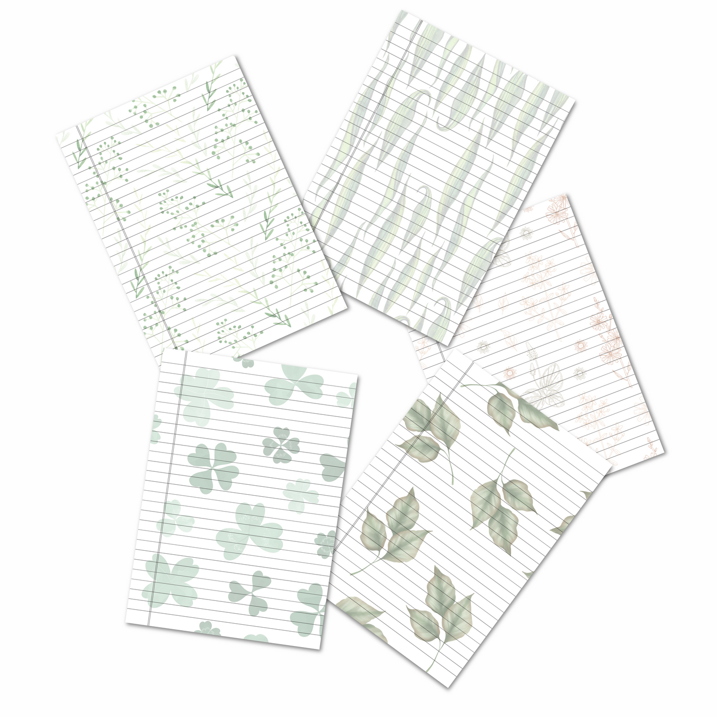 Greenery note book pages -صفحات دفتر بتصميم نباتات