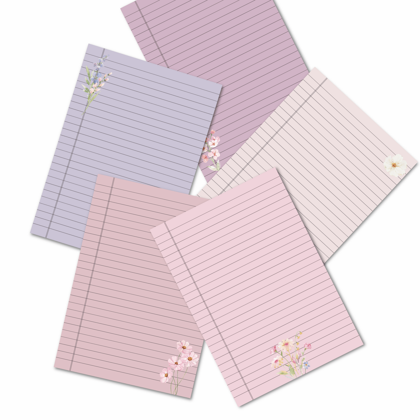 Pastel Floral Style Notebook Pages - صفحات دفتر بطابع أزهار باستيلي