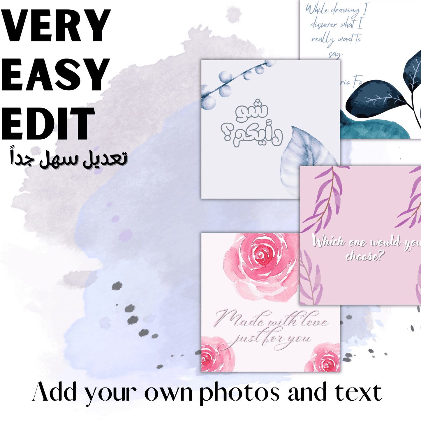 25 IG Post Templates Watercolor Plants theme