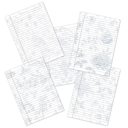 Blue Botanical Style Notebook Pages -  صفحات دفتر نباتي ازرق