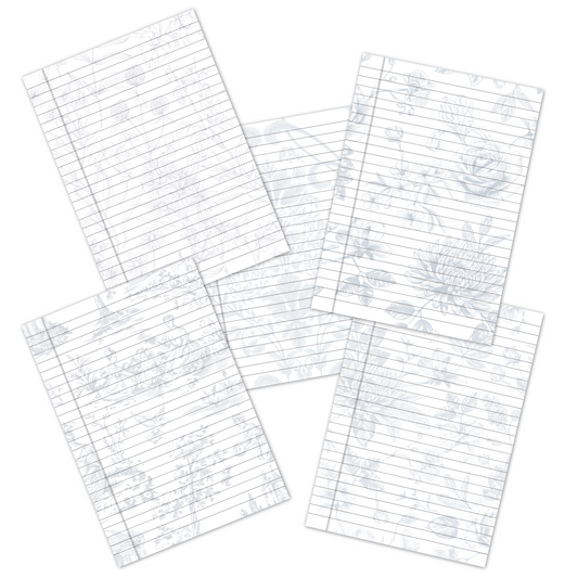 Blue Botanical Style Notebook Pages -  صفحات دفتر نباتي ازرق