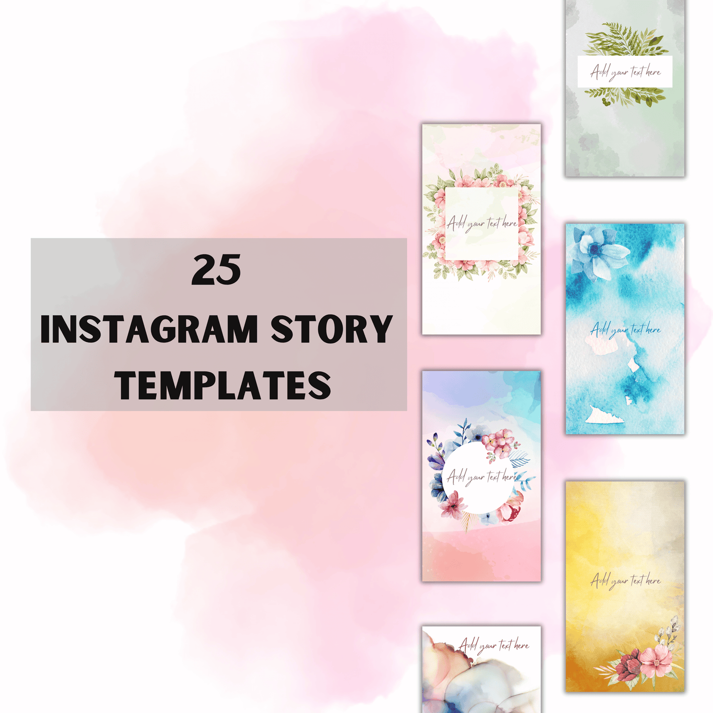 25 IG Story Templates Watercolor Plants theme
