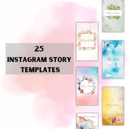 25 IG Story Templates Watercolor Plants theme